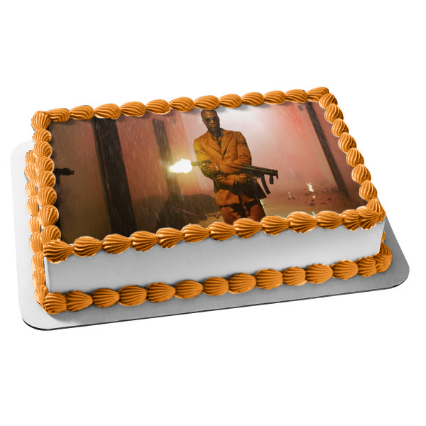 The Matrix Resurrections Morpheus Shooting Guns Edible Cake Topper Image ABPID54736 For Cheap