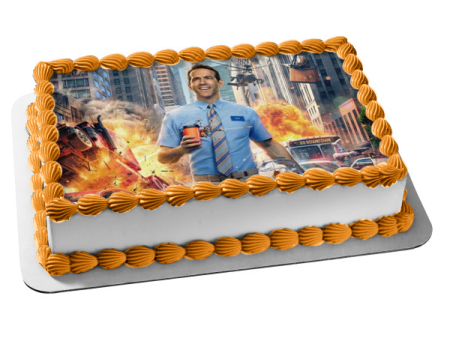 Free Guy Explosions In Background Edible Cake Topper Image ABPID54751 Sale