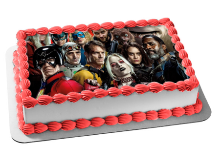 The Suicide Squad Harley Quinn Bloodsport Polka-Dot Man Javelin Edible Cake Topper Image ABPID54764 Online now