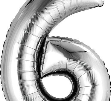 Anagram 34  Numeral 6 Balloon - Silver Hot on Sale