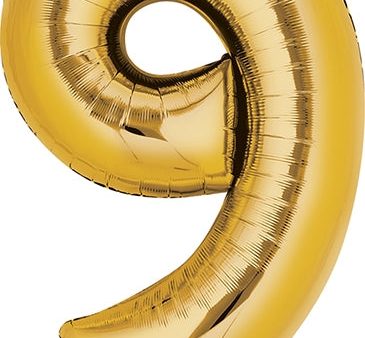 Anagram 34  Numeral 9 Balloon - Gold For Sale