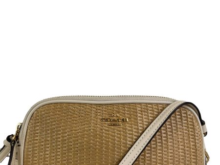 Coach Woven Canvas & White Leather Small Crossbody Supply