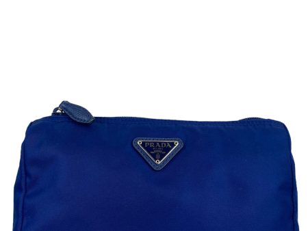 Prada Blue Nylon Pouch For Sale