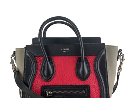 Celine Tricolour Leather Nano  Phantom  Luggage Tote Online Hot Sale