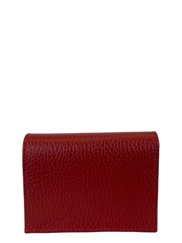 Gucci Red Leather Card Case Wallet Sale