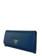 Prada Cobalt Blue Grained Leather Wallet For Discount