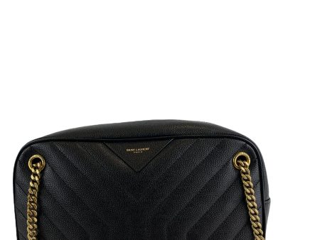 Saint Laurent Nero Black Chevron Leather  Joan  Crossbody Camera Bag For Sale