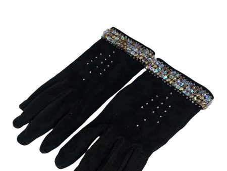 Gankos Millau France Black Suede Embellished Gloves For Sale