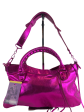 Balenciaga Neon Pink Metallic  Neo  Handbag w  Detachable Shoulder Strap Fashion