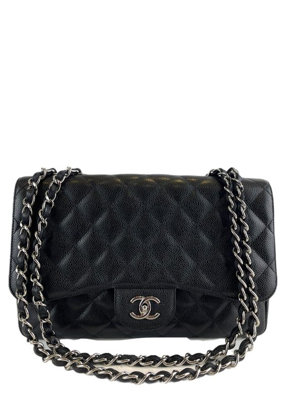 Chanel Black Caviar Leather Jumbo Single Flap Online Hot Sale