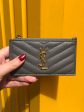 Saint Laurent Grey Chevron Leather Cardholder Online Sale