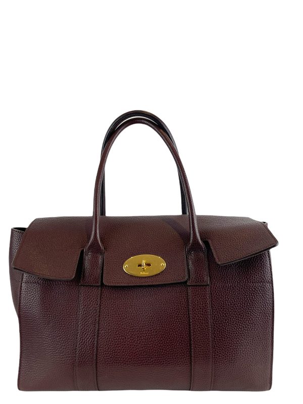 Mulberry Burgundy Pebbled Leather “Bayswater” Tote Discount