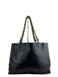 Chanel Black Calfskin Leather Large Chain Tote Discount