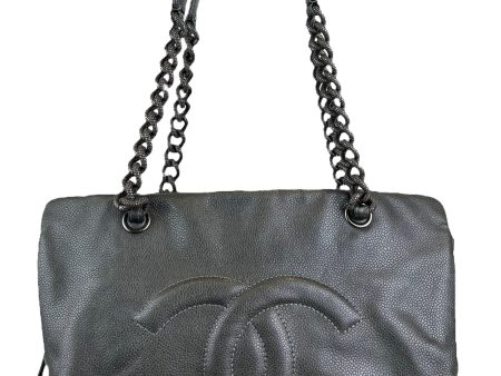 Chanel Grey Metallic Caviar Leather CC Tote Cheap