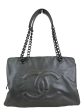 Chanel Grey Metallic Caviar Leather CC Tote Cheap