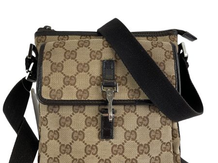 Gucci Cream Leather & Monogram Canvas Messenger Crossbody Discount