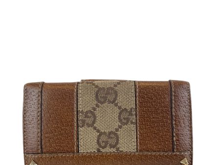 Gucci Tan Leather and Monogram Canvas Wallet Online Hot Sale