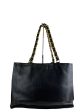 Chanel Black Calfskin Leather Large Chain Tote Discount