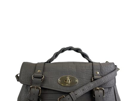 Mulberry Grey Croc Effect Leather “Alexa” Satchel Discount