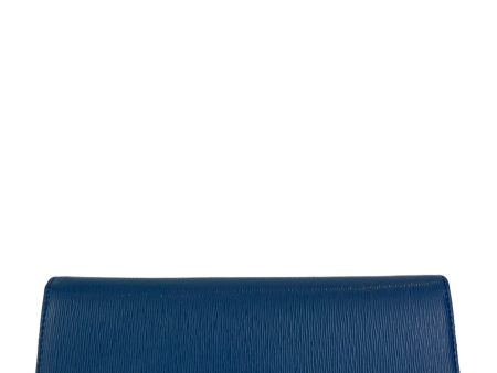 Prada Cobalt Blue Grained Leather Wallet For Discount