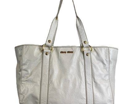 MiuMiu White Leather Tote Discount