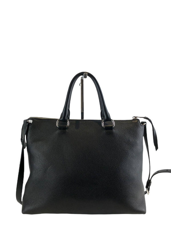 Prada Black Leather ‘Convertable Zip Vitello Phenix’ Tote For Sale