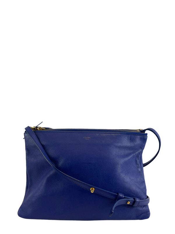 Celine Electric Blue Leather  Trio  Crossbody For Cheap