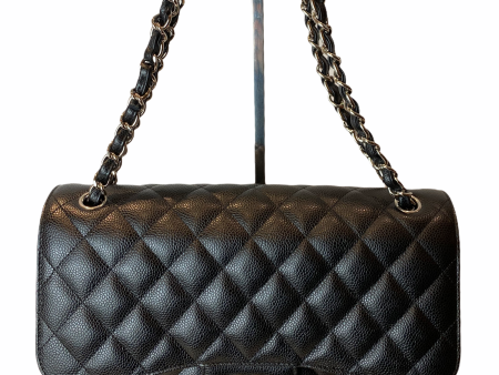 Chanel Black Caviar Leather Jumbo  Double Flap” Supply