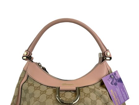 Gucci Monogram Canvas & Pink Leather Hobo For Sale