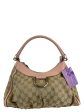 Gucci Monogram Canvas & Pink Leather Hobo For Sale