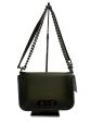 Coach Military Green Leather Chain Flap Shoulder Bag For Sale