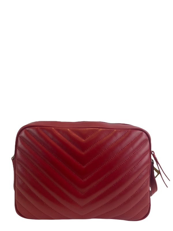 Saint Laurent Red Chevron Leather “Lou” Camera Crossbody Online Sale