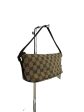 Gucci GG Monogram Canvas & Brown Leather Pochette For Discount