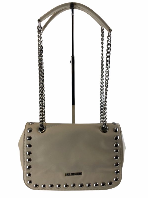 Love Moschino Cream faux Leather Shoulder Bag For Sale