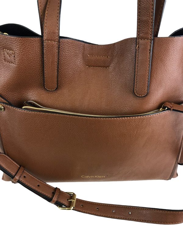 Calvin Klein Brown Leather Handbag Online Sale