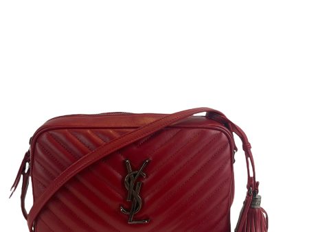 Saint Laurent Red Chevron Leather “Lou” Camera Crossbody Online Sale