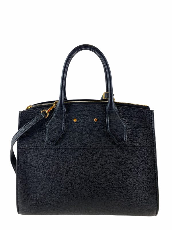 Louis Vuitton Black Leather ‘City Steamer’ Tote For Sale