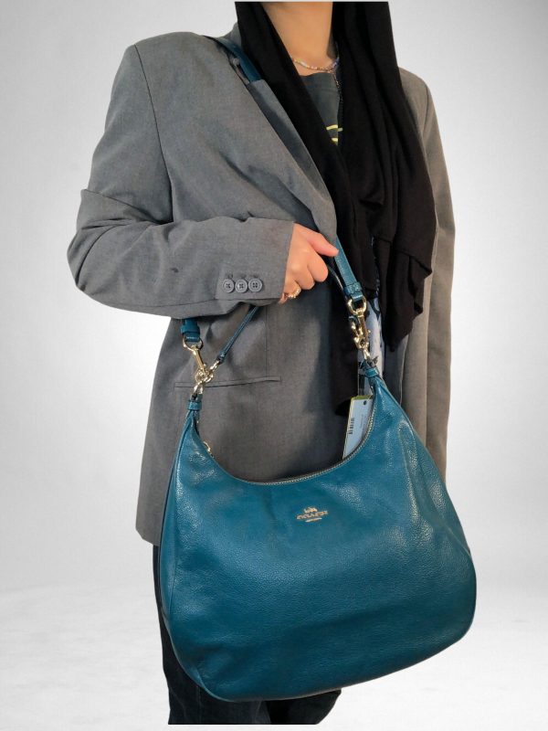 Coach Turquoise Leather Crossbody Hobo For Sale