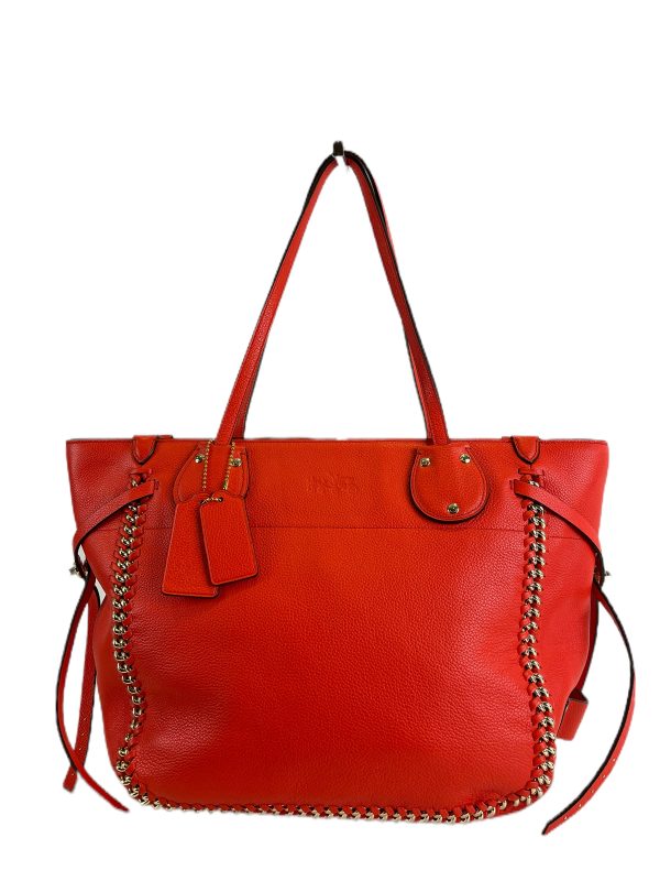 Coach Red Leather Tote Hot on Sale