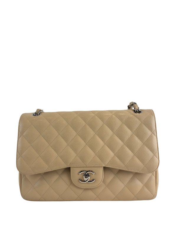 Chanel Classic Cream Caviar Leather  Jumbo  Double Flap For Cheap