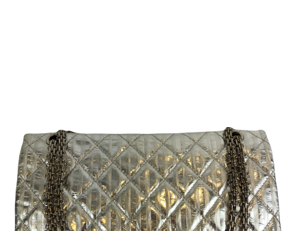 Chanel Quilted Metallic Silver Aged Calfskin “Reissue 2.55  Double Flap Sale