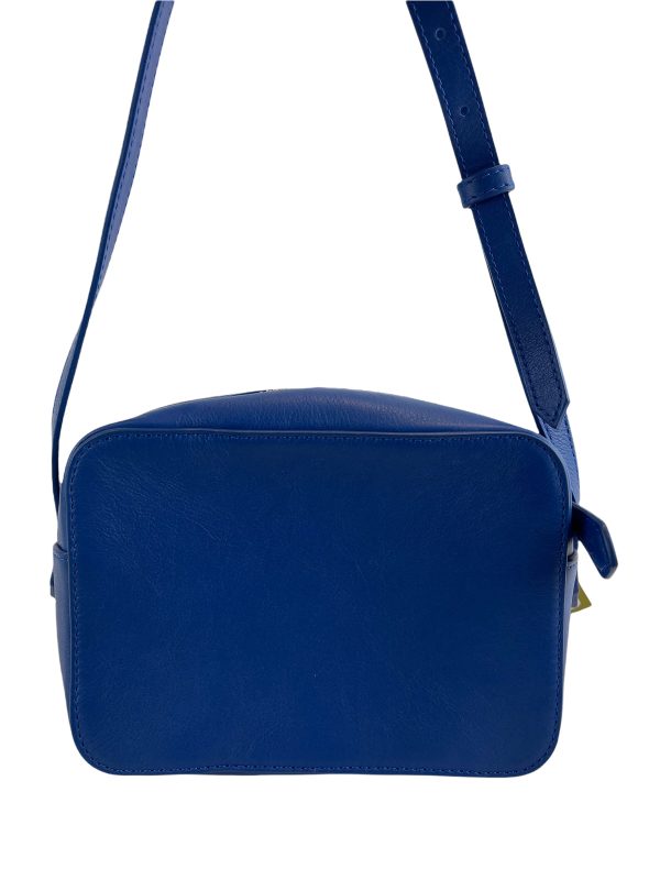 Nicki Hoyne Blue Leather & Polka Dot Pony Hair Camera Crossbody For Cheap