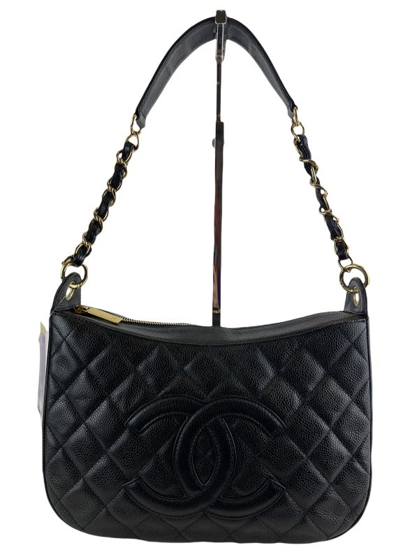 Chanel Black Caviar Leather Half Moon Shoulder Bag Hot on Sale