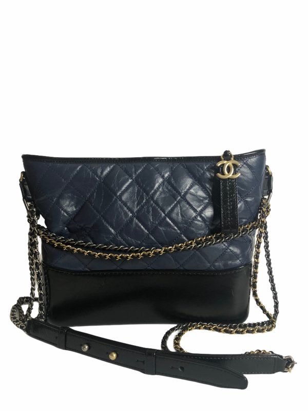 Chanel Navy & Black Leather  Gabrielle  Crossbody Hot on Sale