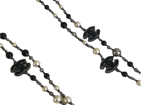 Chanel Black and White ‘CC’ Faux Pearl Double Strand Necklace Supply