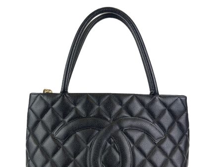 Chanel Black Caviar Leather Medallion Tote Cheap