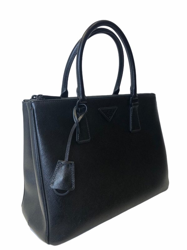 Prada All Black Hardware & Leather  Galleria  Tote Online Hot Sale