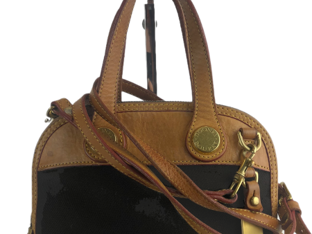 Dooney & Bourke Vintage Brown Leather & Canvas Mini Crossbody w  Detachable Strap Fashion