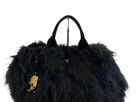 Prada Black Faux-Fur Tote Bag For Discount