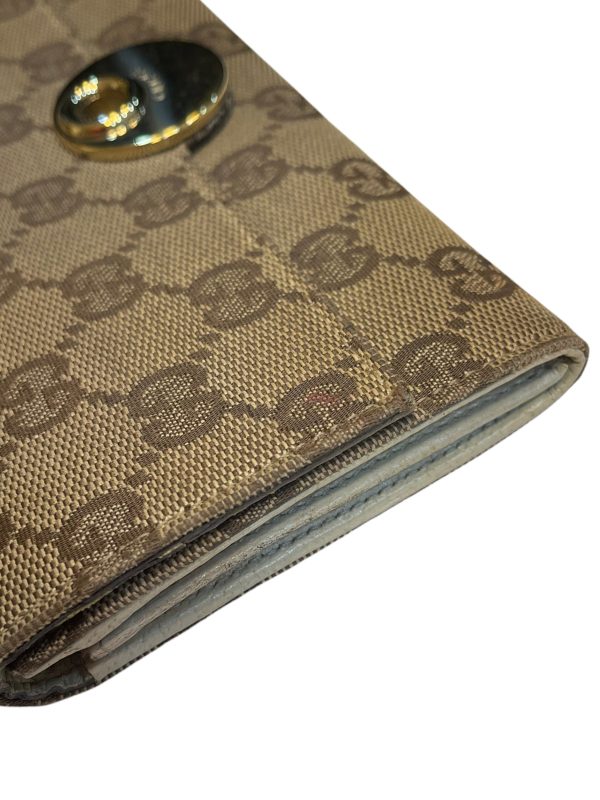 Gucci Beige Monogram Canvas Wallet For Discount